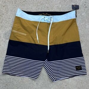 Men's Dark Seas Board Shorts Multicolor 32 Surf Beach Shred Swim Zip Tropical